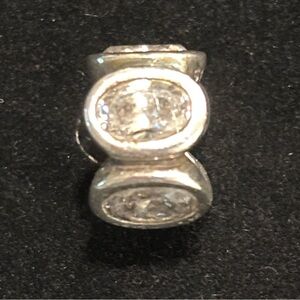 Pandora 925 Silver Charm With Clear Crystal Accents